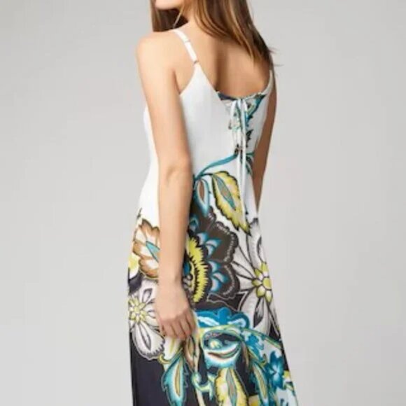 White House Black Market Lace Up Back Maxi Dress 00 NWT - Picture 3 of 14